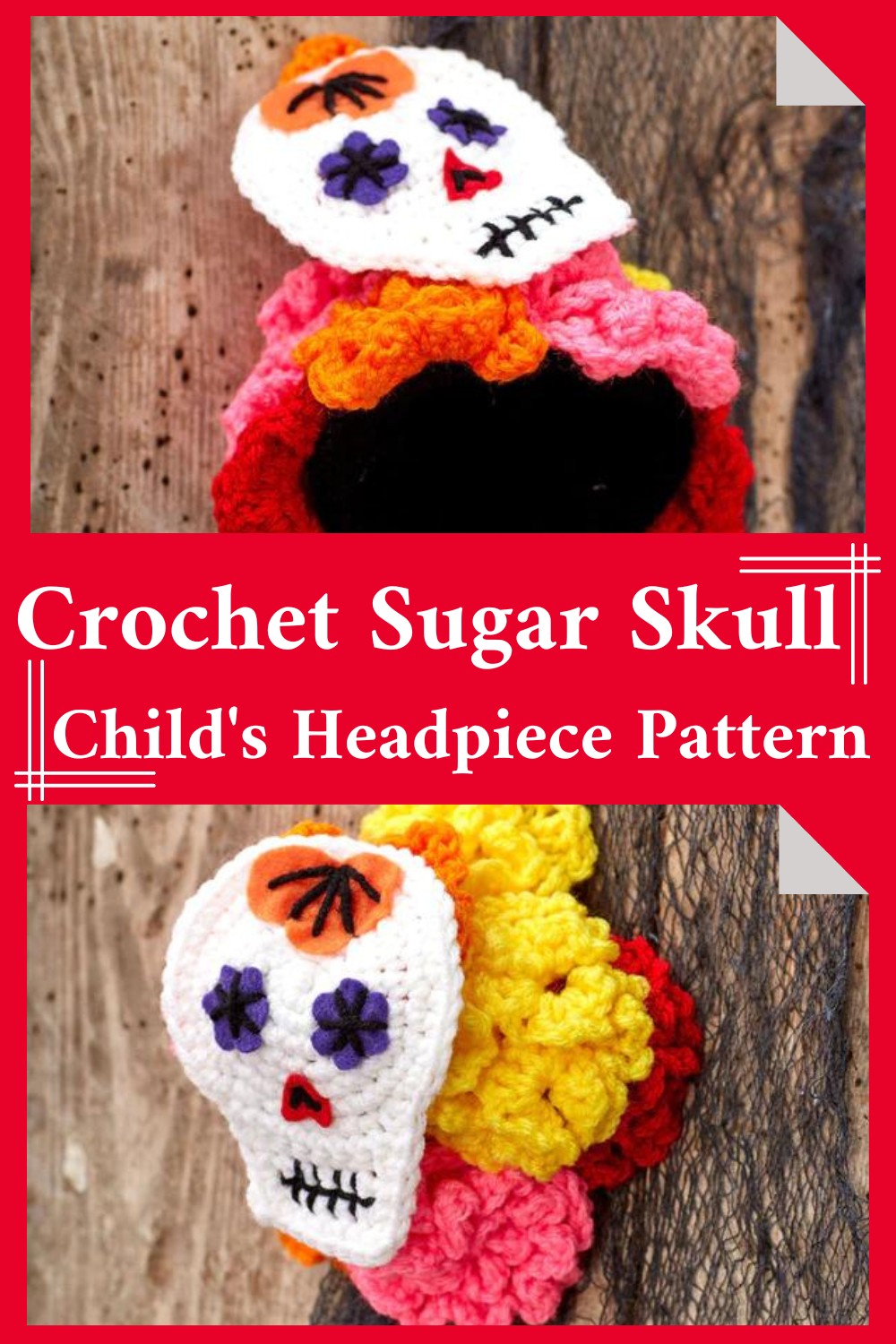 Crochet Sugar Skull Child's Headpiece Pattern 