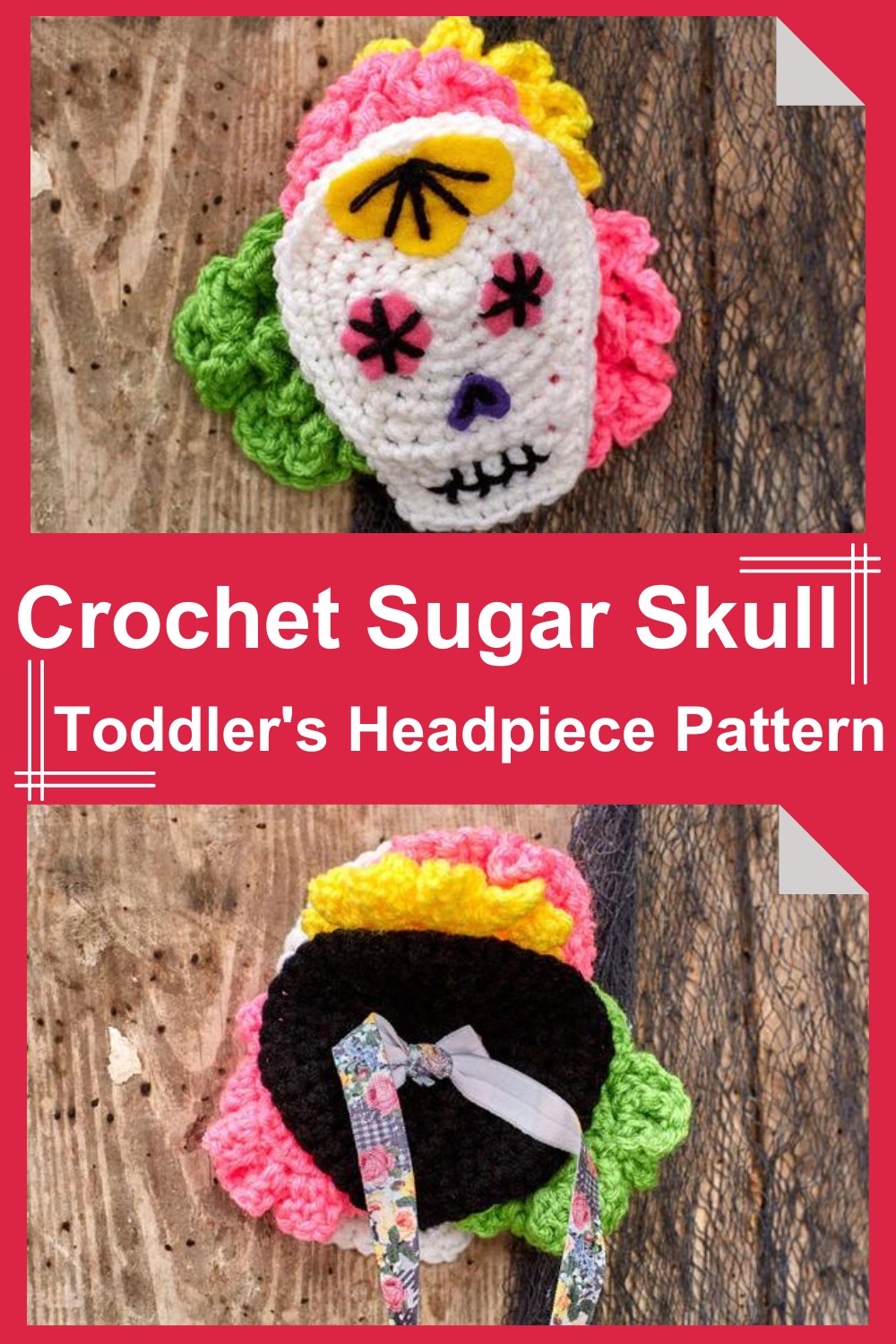 Crochet Sugar Skull Toddler's Headpiece Pattern