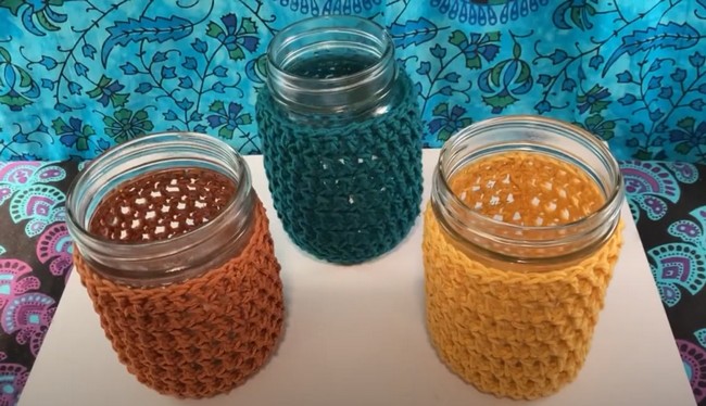 How To Crochet A Mason Jar Cover Video Tutorial Step By Step