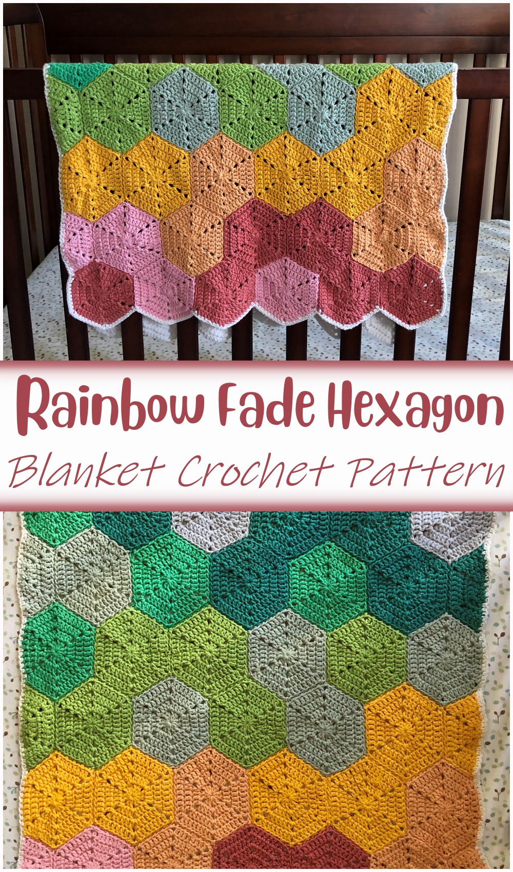 Rainbow Fade Hexagon Blanket