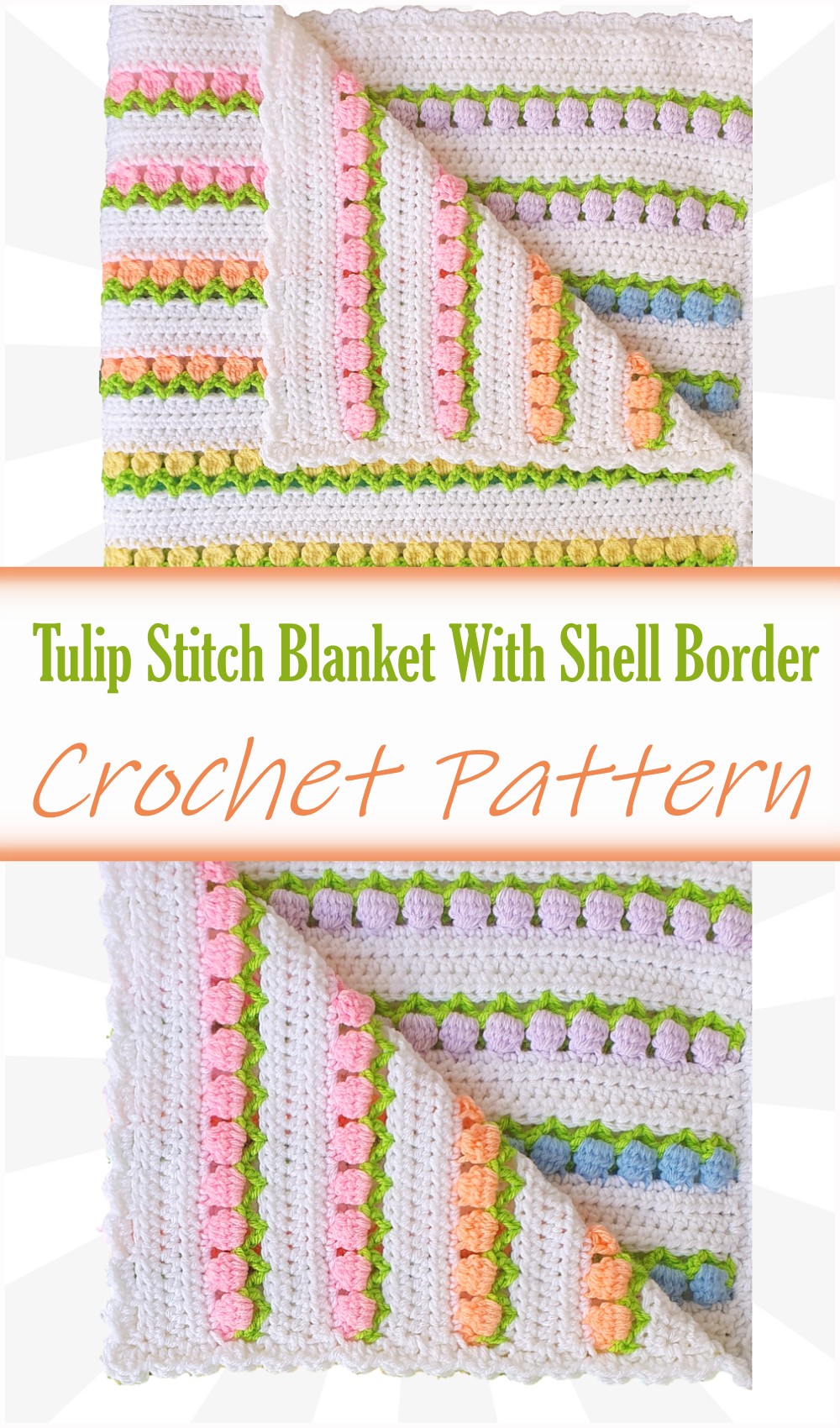 Tulip Stitch Blanket With Shell Border