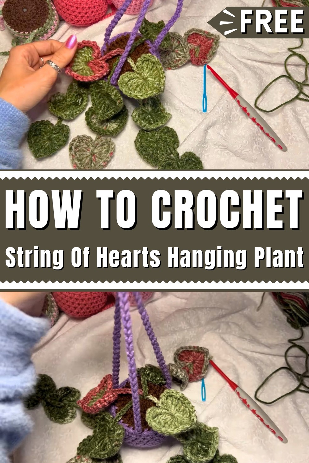 String Of Hearts Crochet Hanging Plant