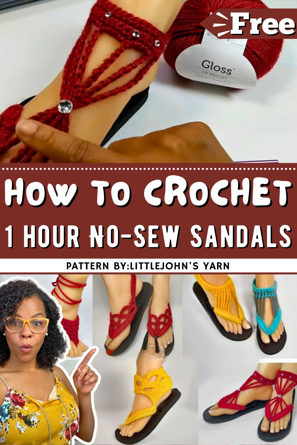 1 hour No-Sew Crochet Sandals