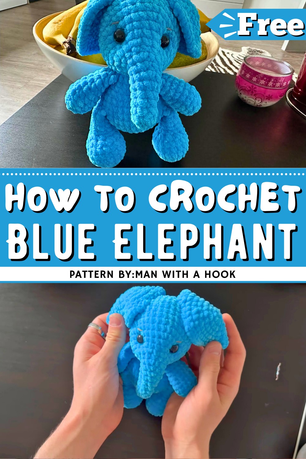 Blue Elephant Crochet Pattern Tutorial