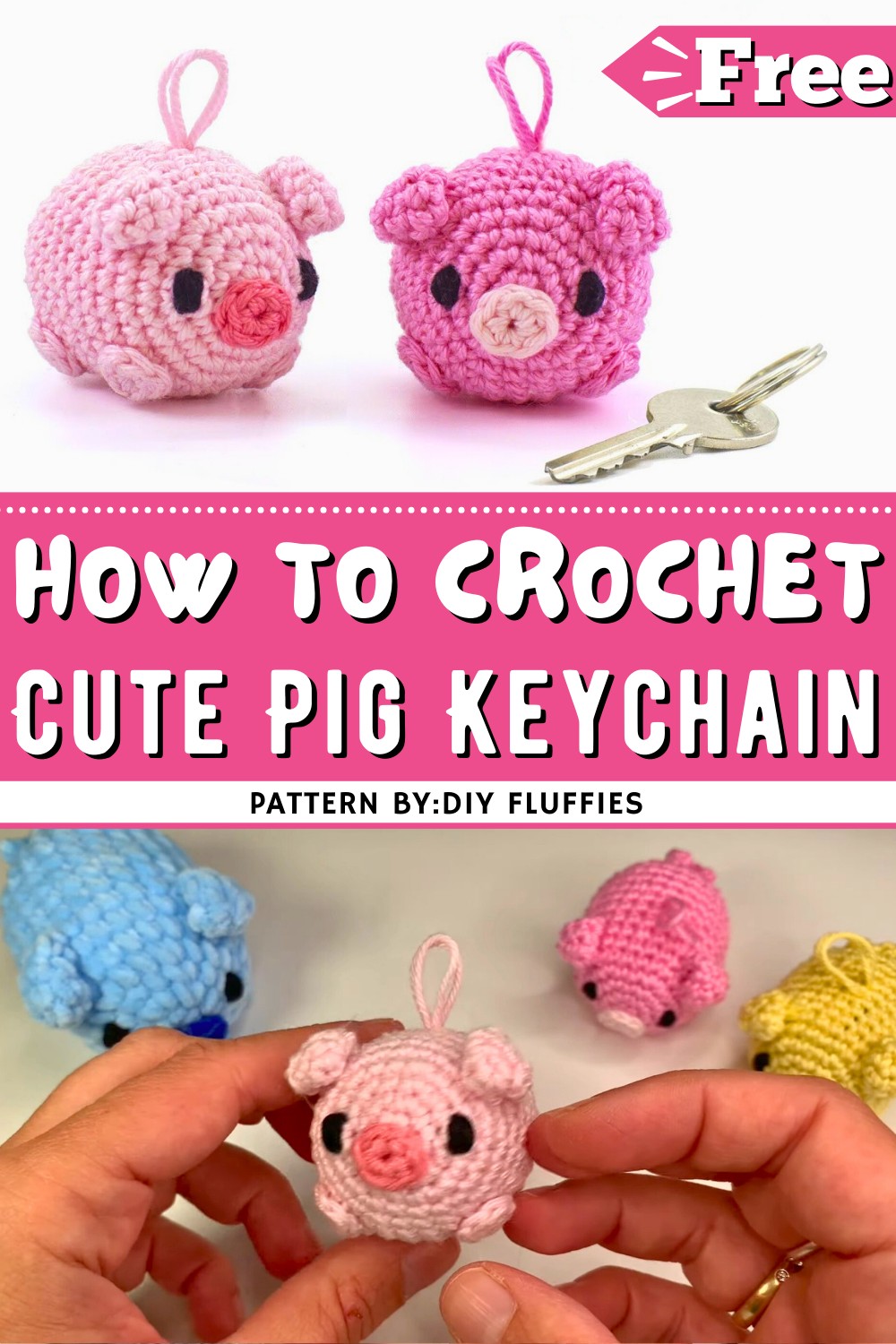 Crochet A Cute Pig Amigurumi Keychain