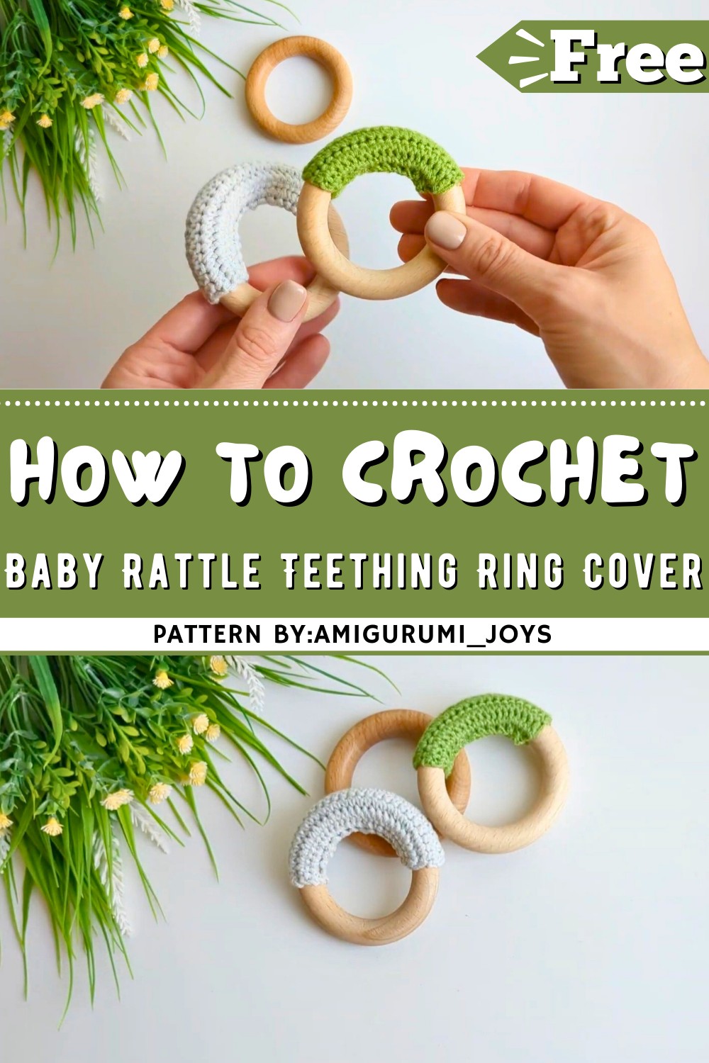 Crochet Baby Rattle Teething Ring Cover