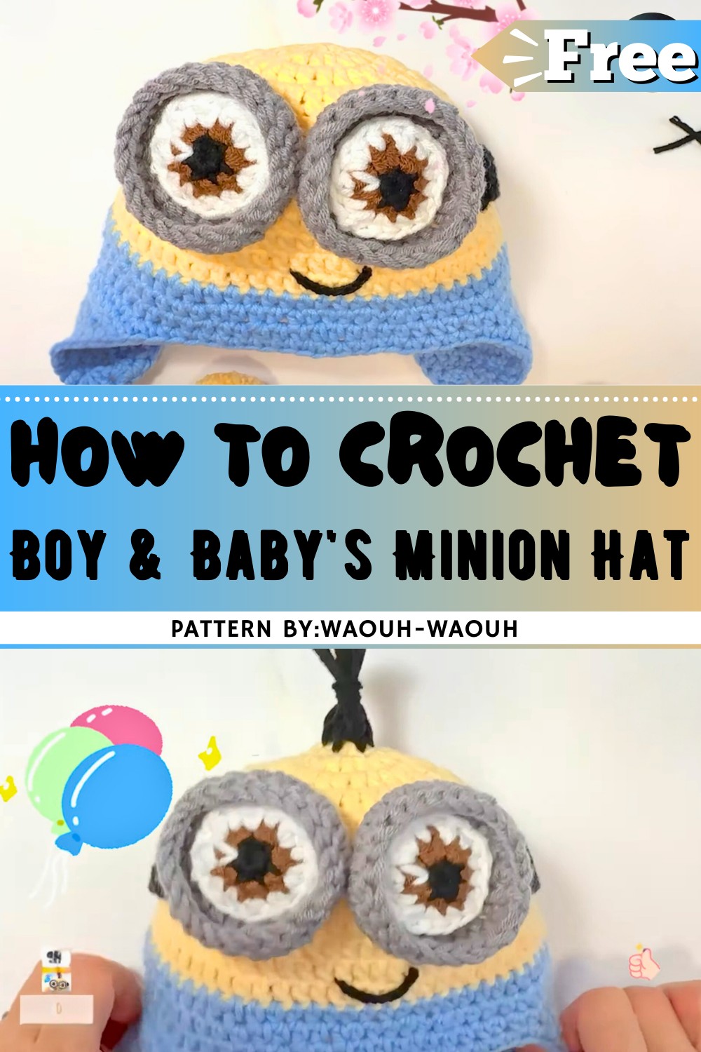 Crochet Boy & Baby's Minion Hat