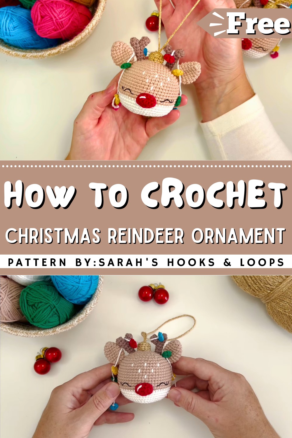 Crochet Christmas Reindeer Ornament Pattern