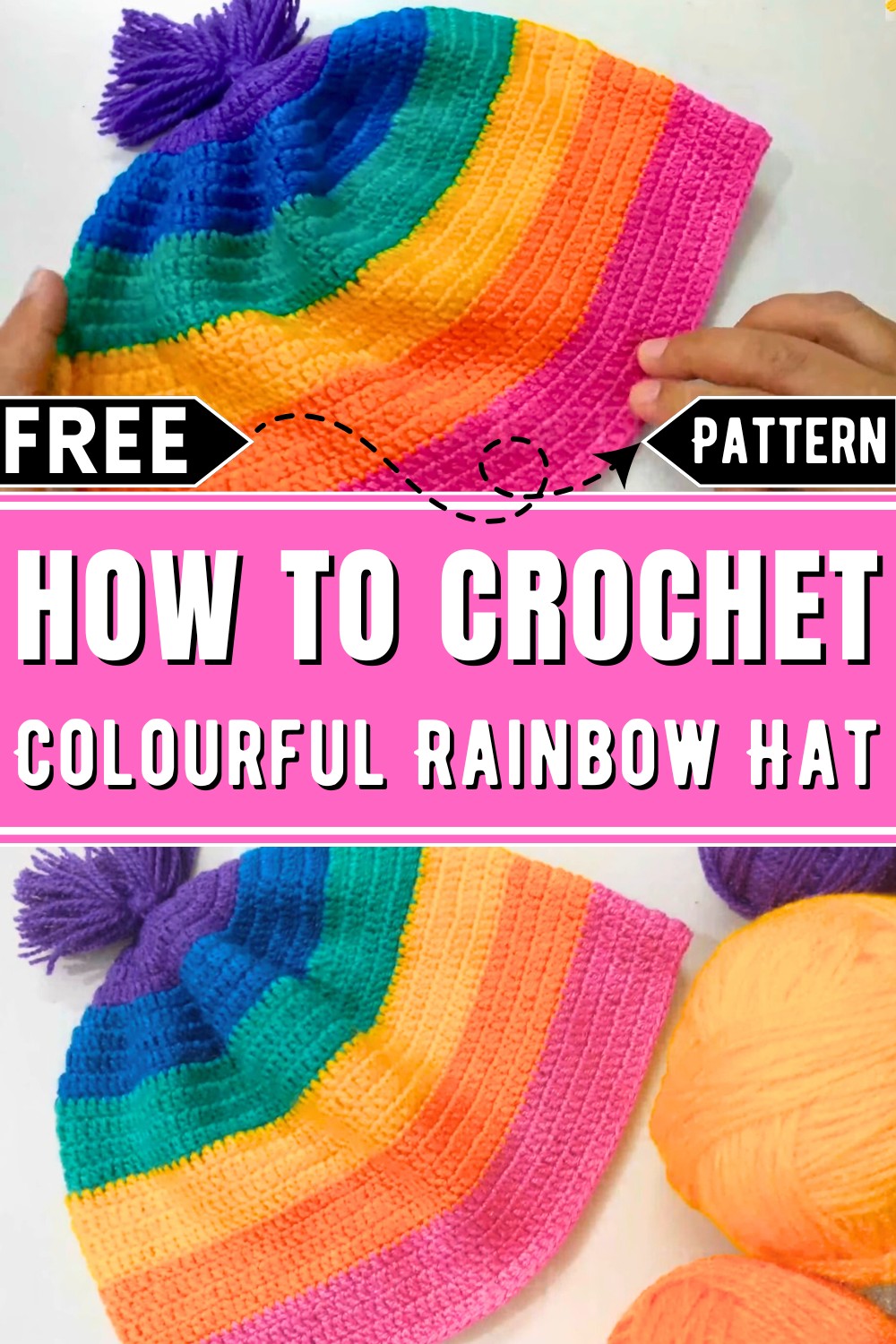 Crochet Colourful Rainbow Hat