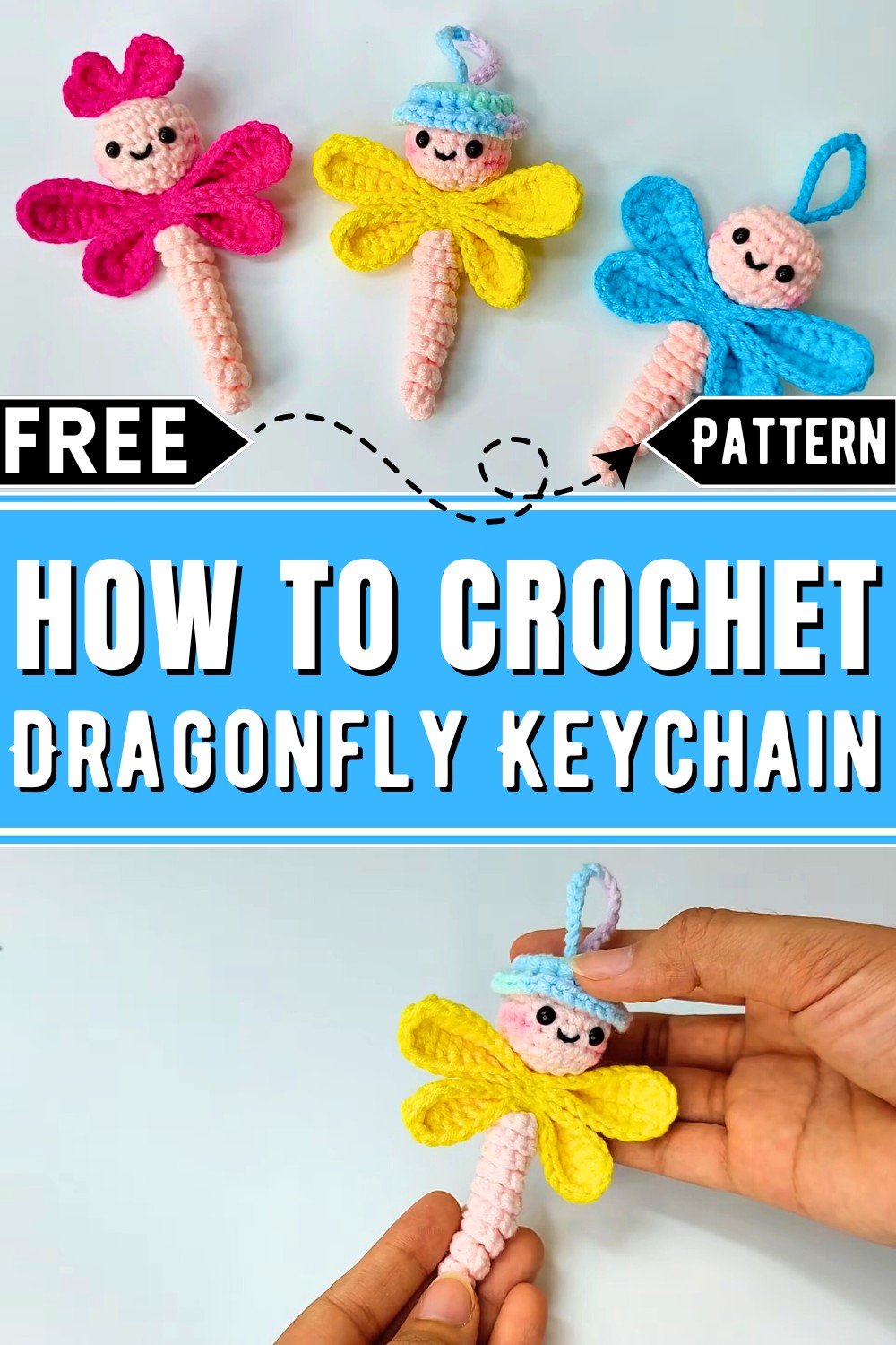 Crochet Cute Dragonfly Amigurumi Keychain