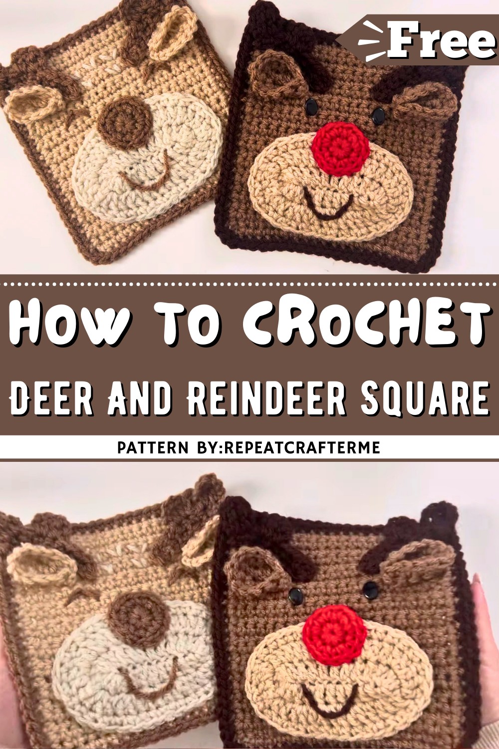 Crochet Deer And Reindeer Square