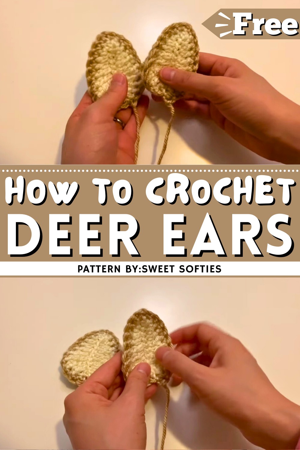 Crochet Deer Ears Tutorial