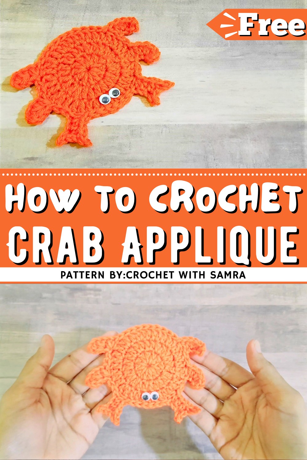 Crochet Easy Crab Applique