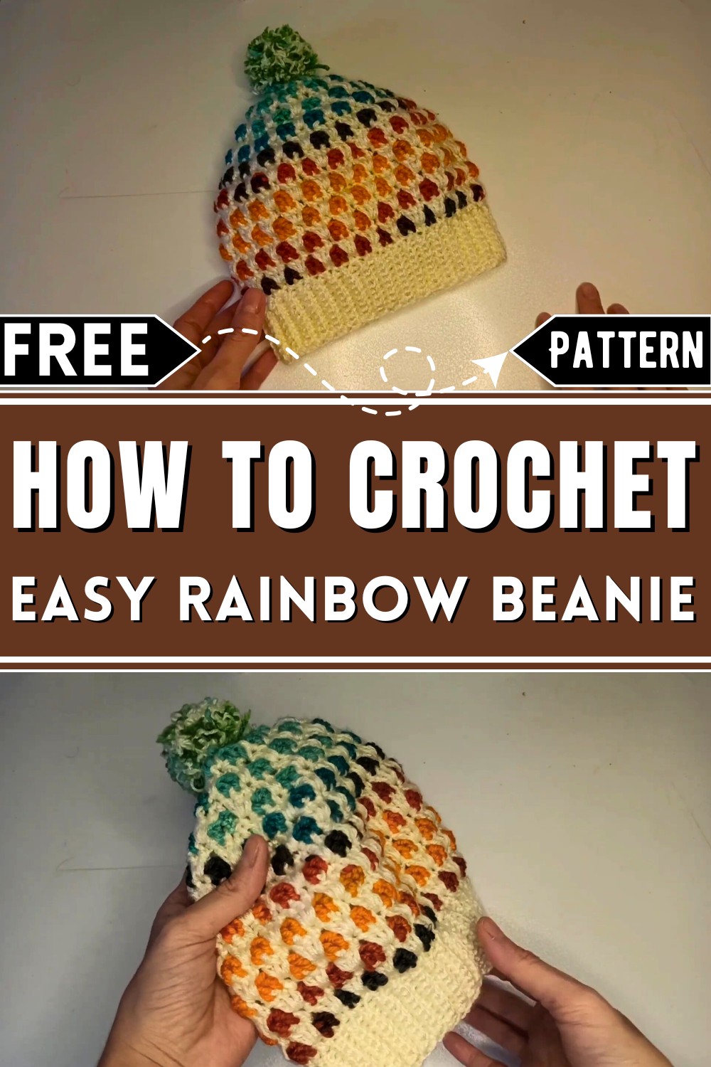 Crochet Easy Rainbow Beanie