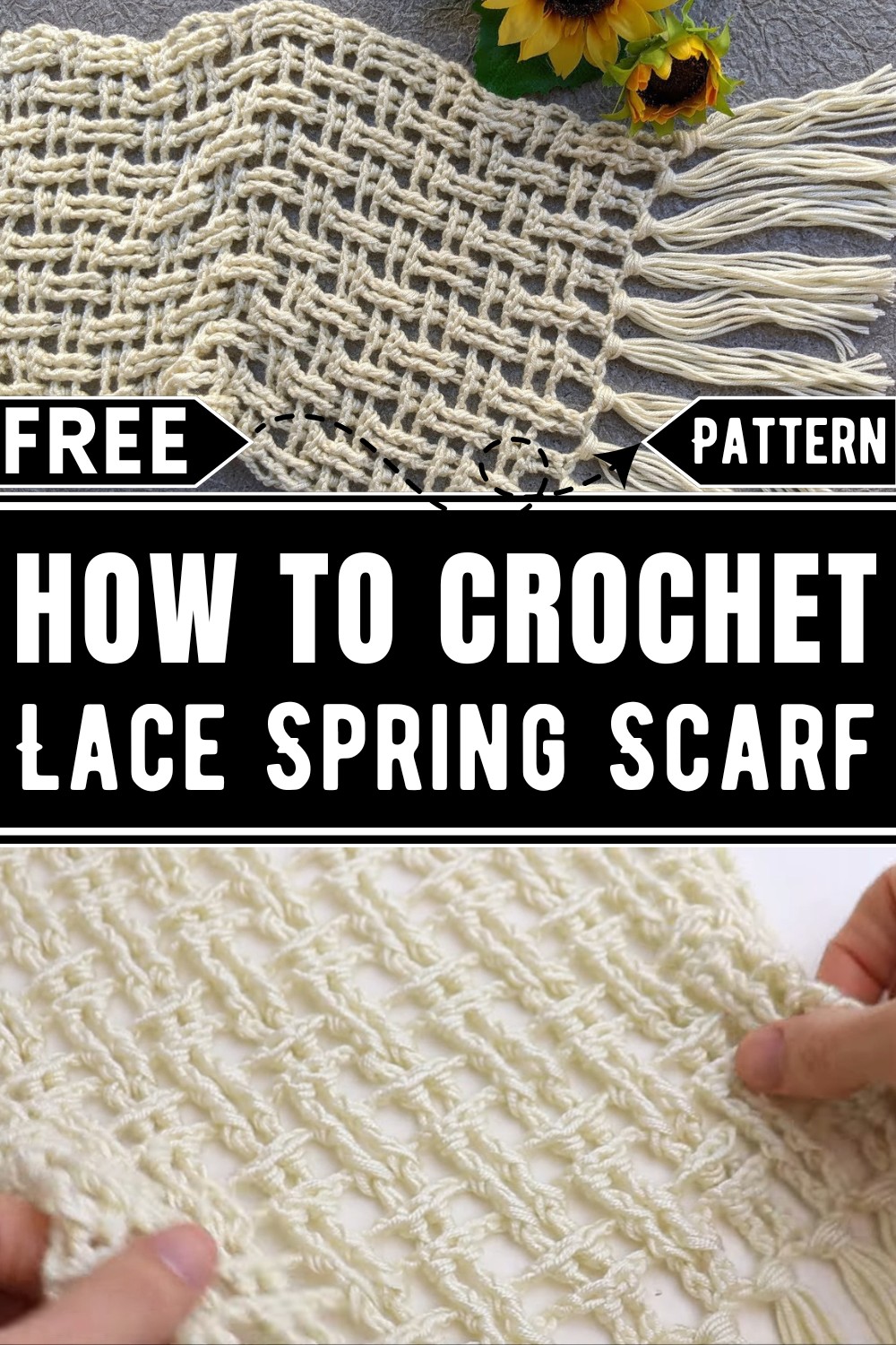 Crochet Lace Spring Scarf