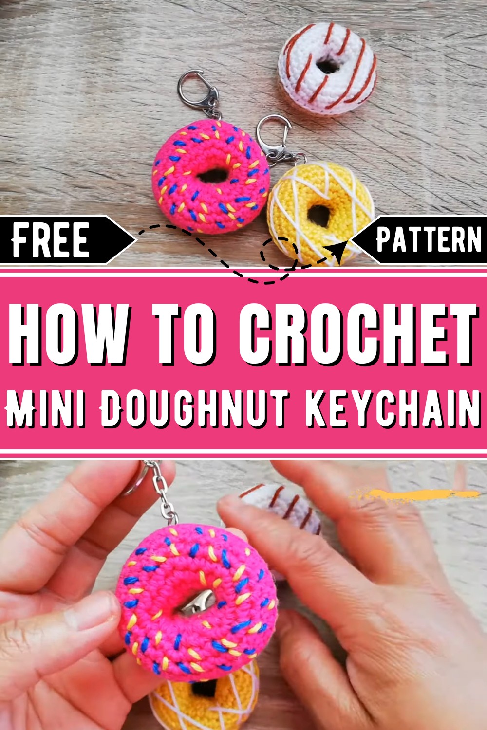 Crochet Mini Doughnut keychain