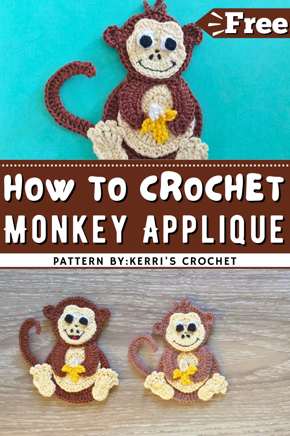 Crochet Monkey Applique