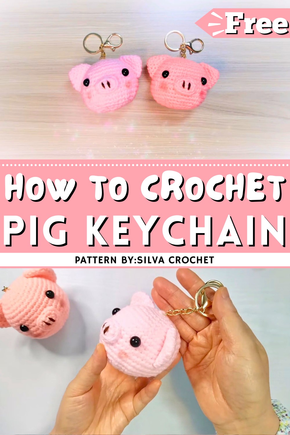 Crochet Pig Keychain