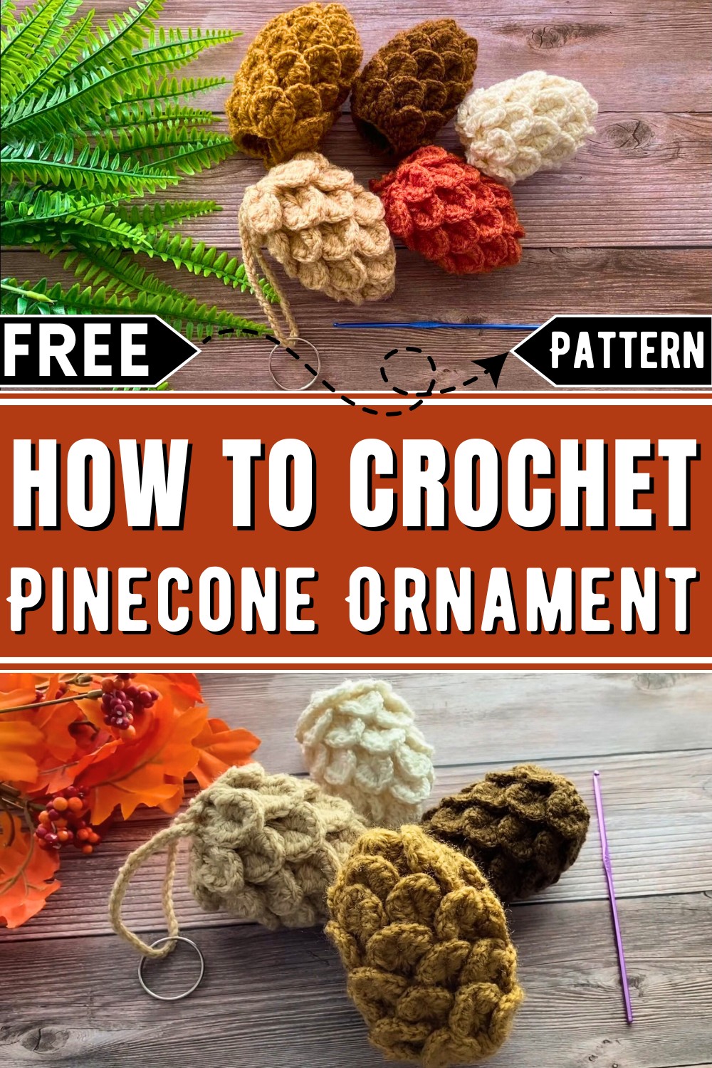 Crochet Pinecone Christmas Ornament