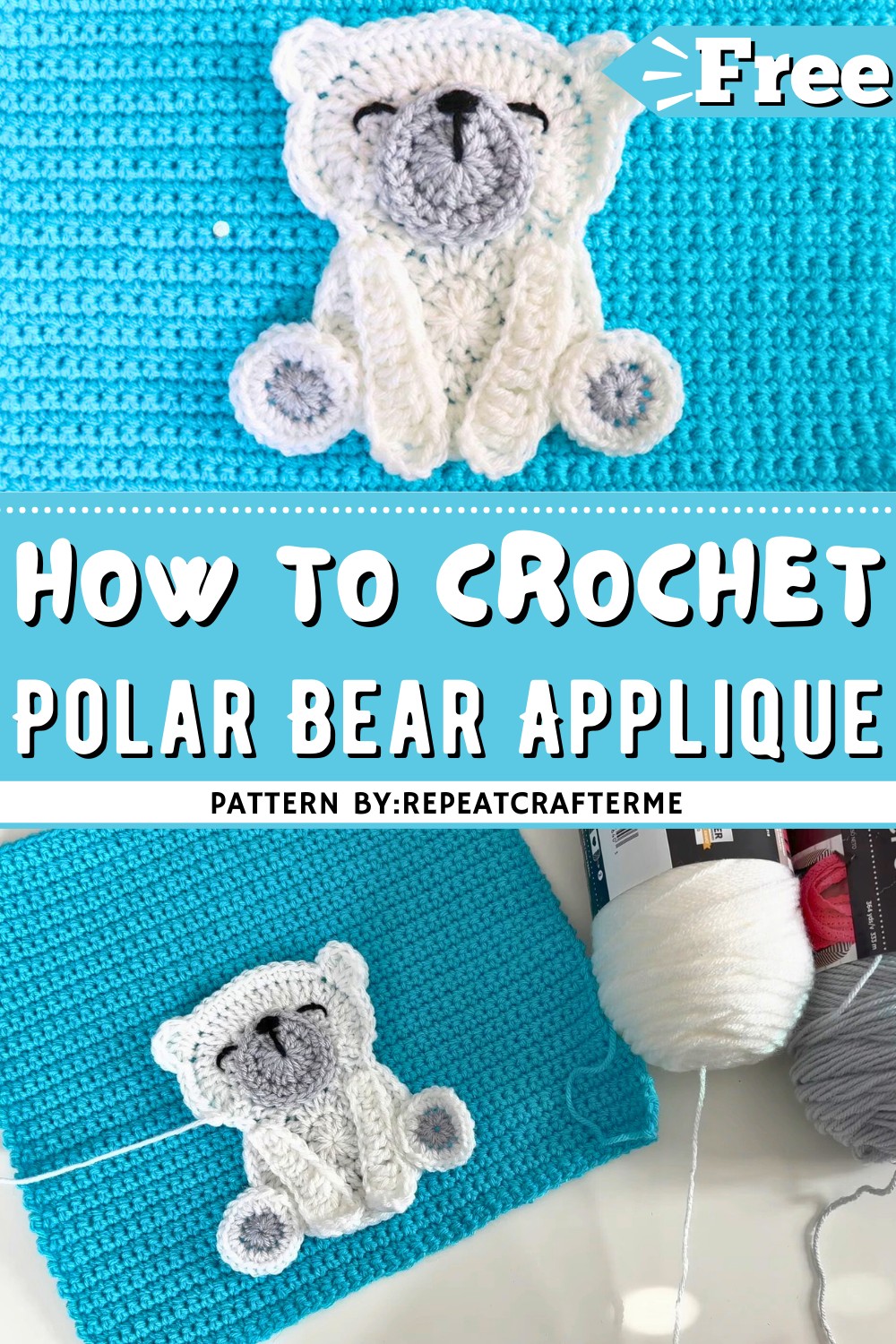 Crochet Polar Bear Applique (1)