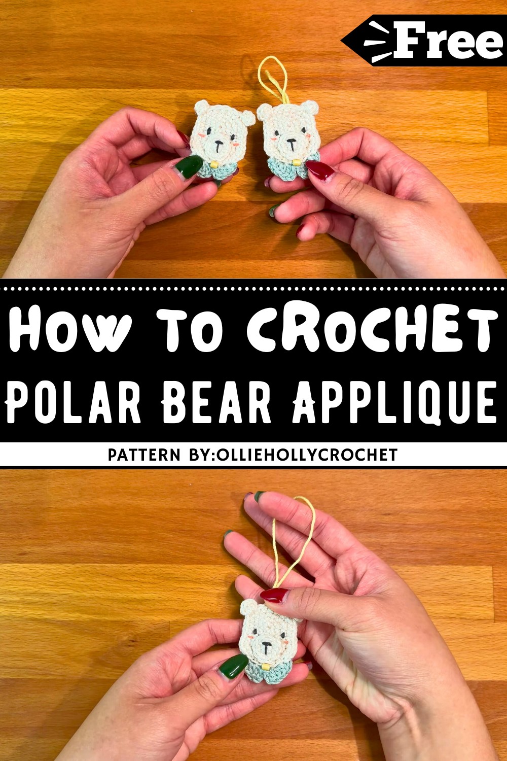 Crochet Polar Bear Applique