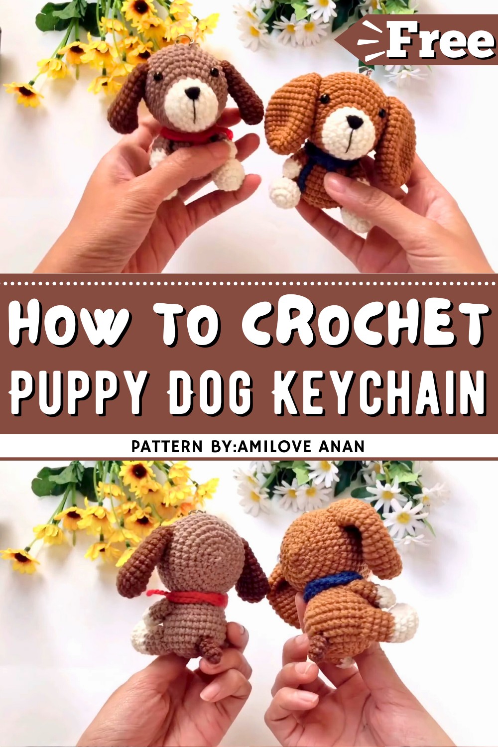 Crochet Puppy Dog Keychain