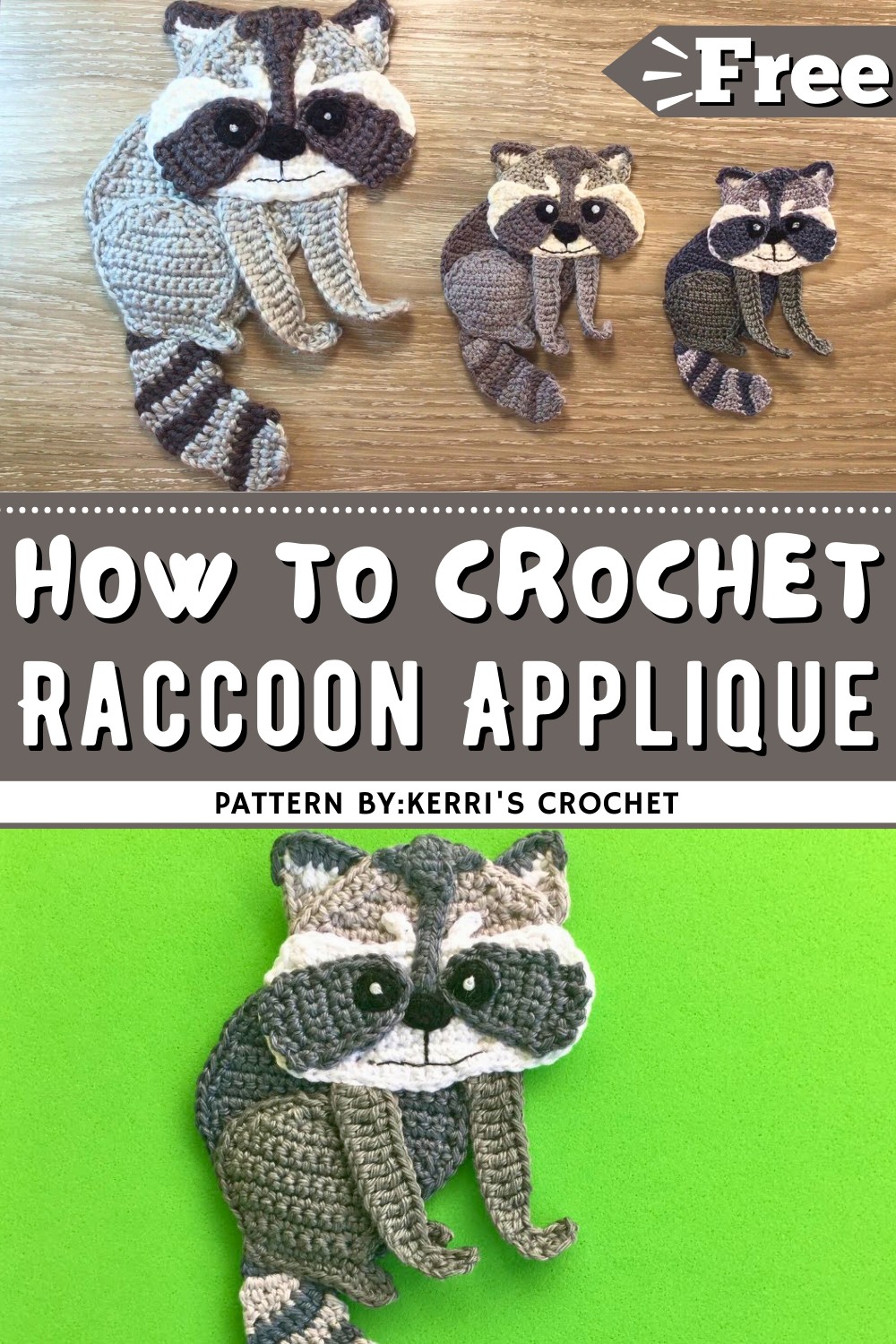 Crochet Raccoon Applique