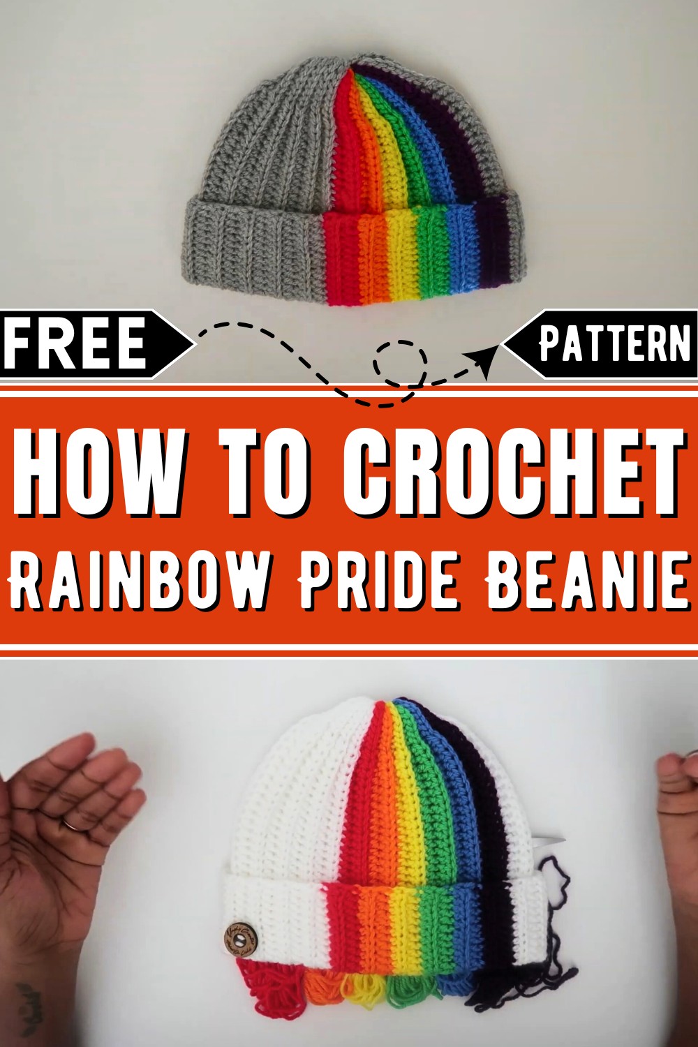 Crochet Rainbow Pride Beanie
