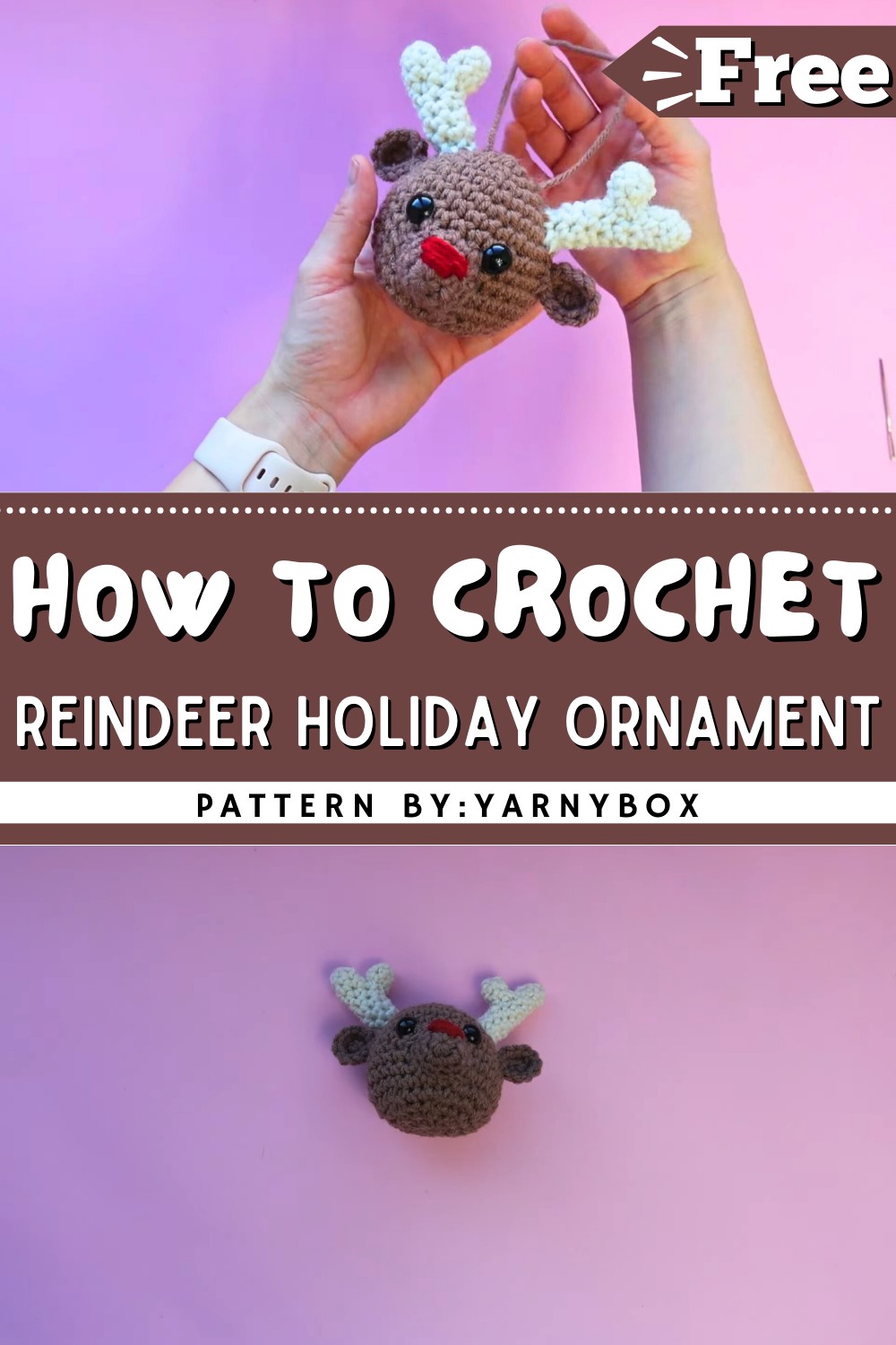 Crochet Reindeer Holiday Ornament