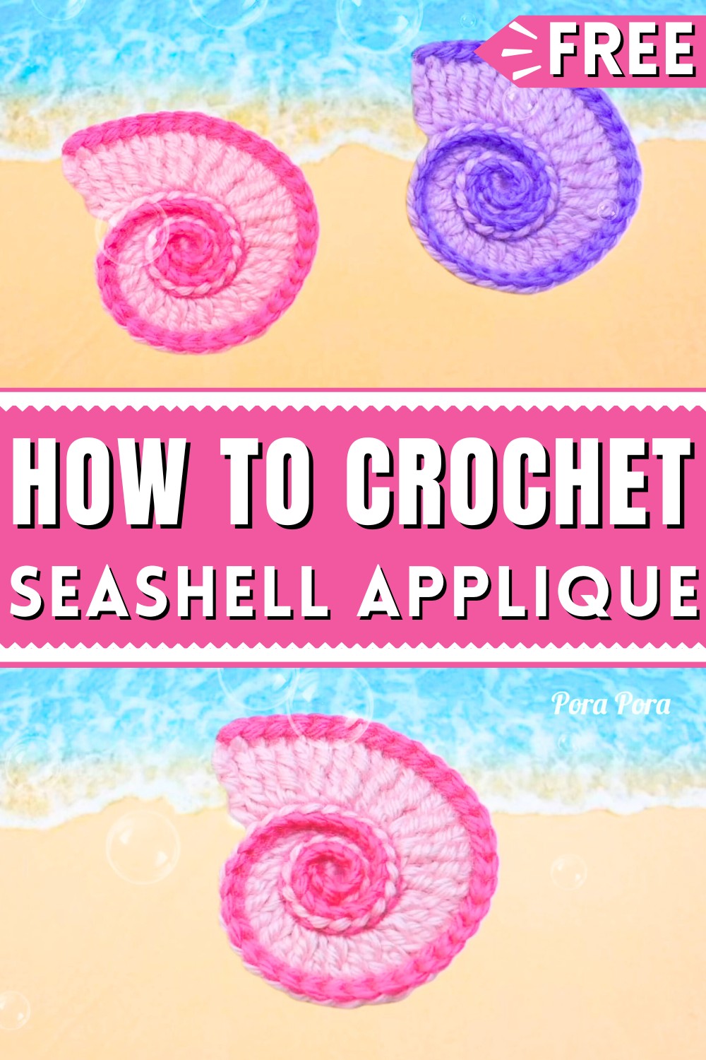 Crochet Seashell Applique