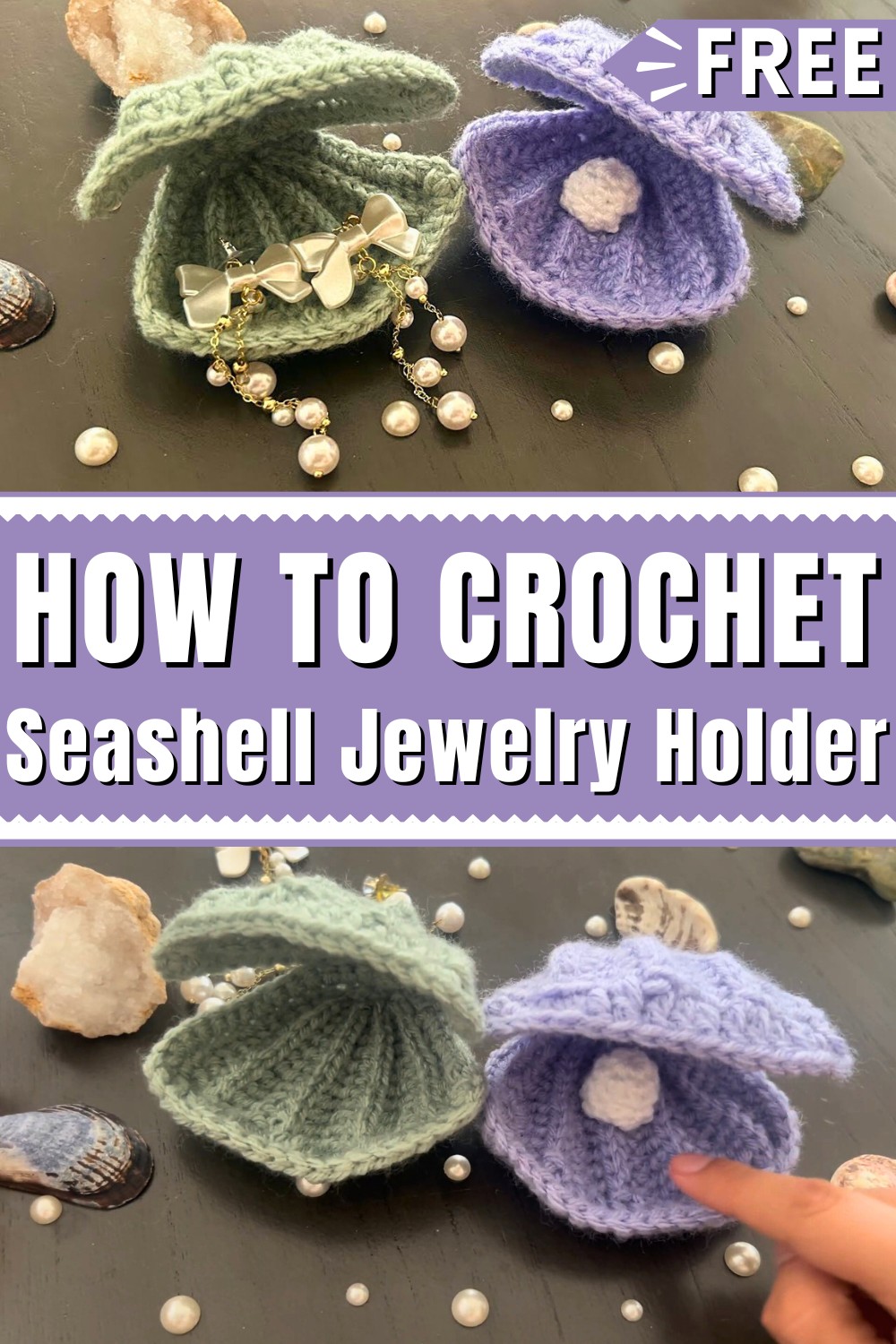 Crochet Seashell Jewelry Holder