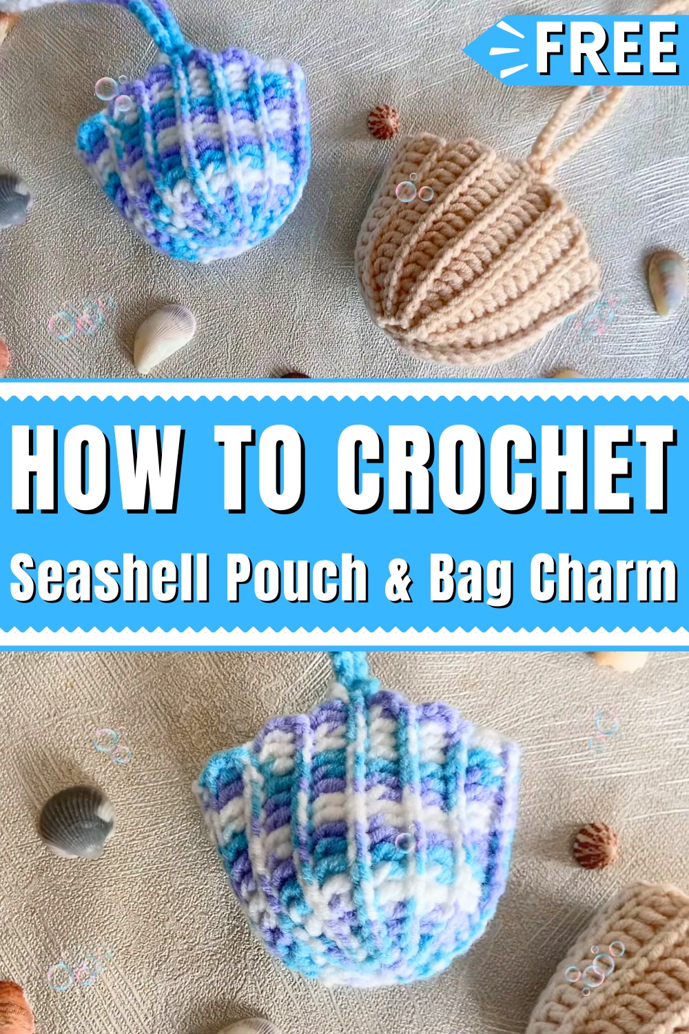 Crochet Seashell Pouch & Bag Charm
