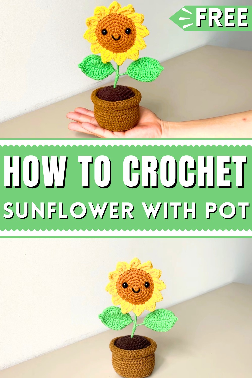 Crochet Sunflower With Pot Pattern