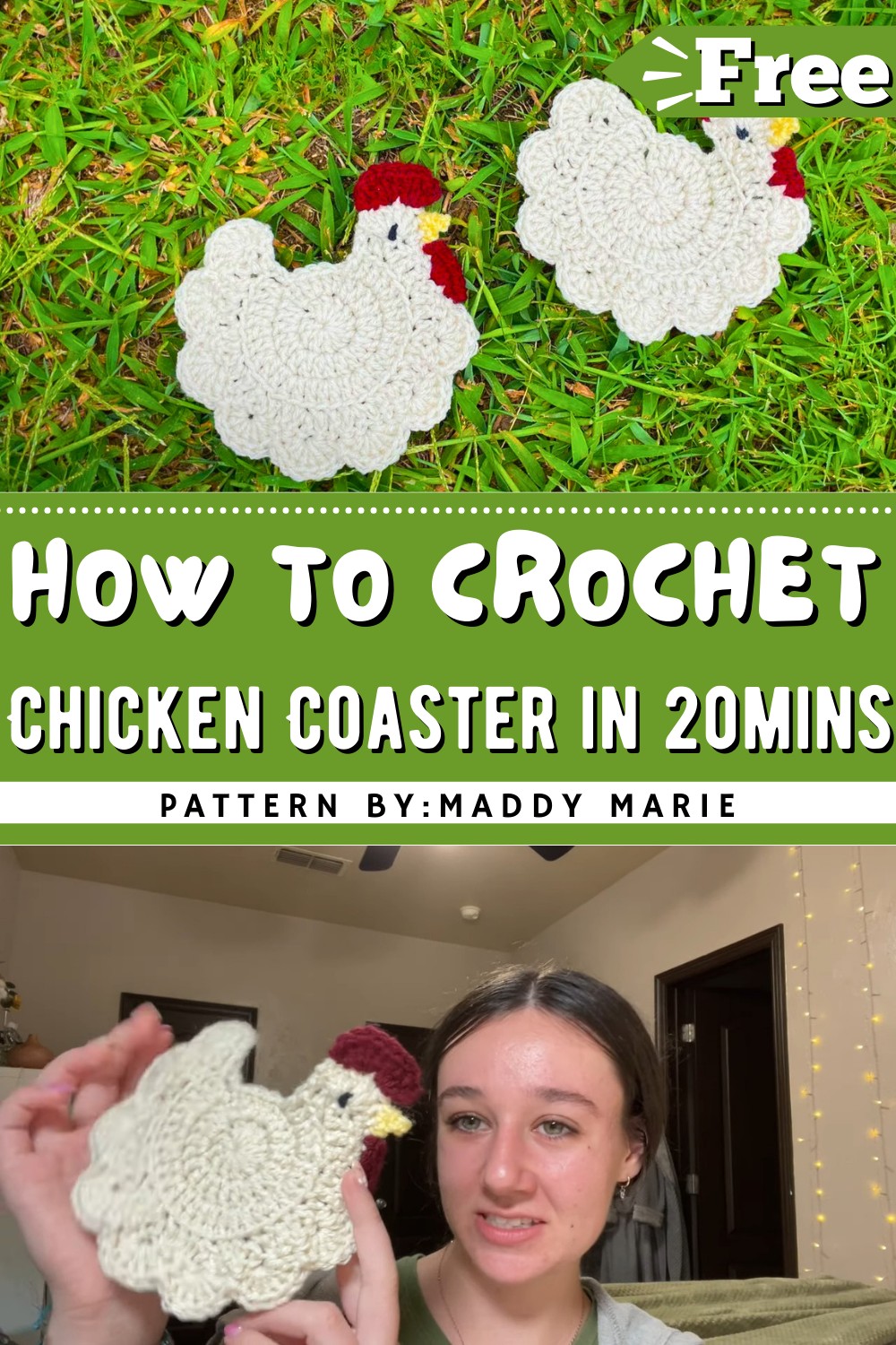 Crochet a Chicken Coaster in 20mins