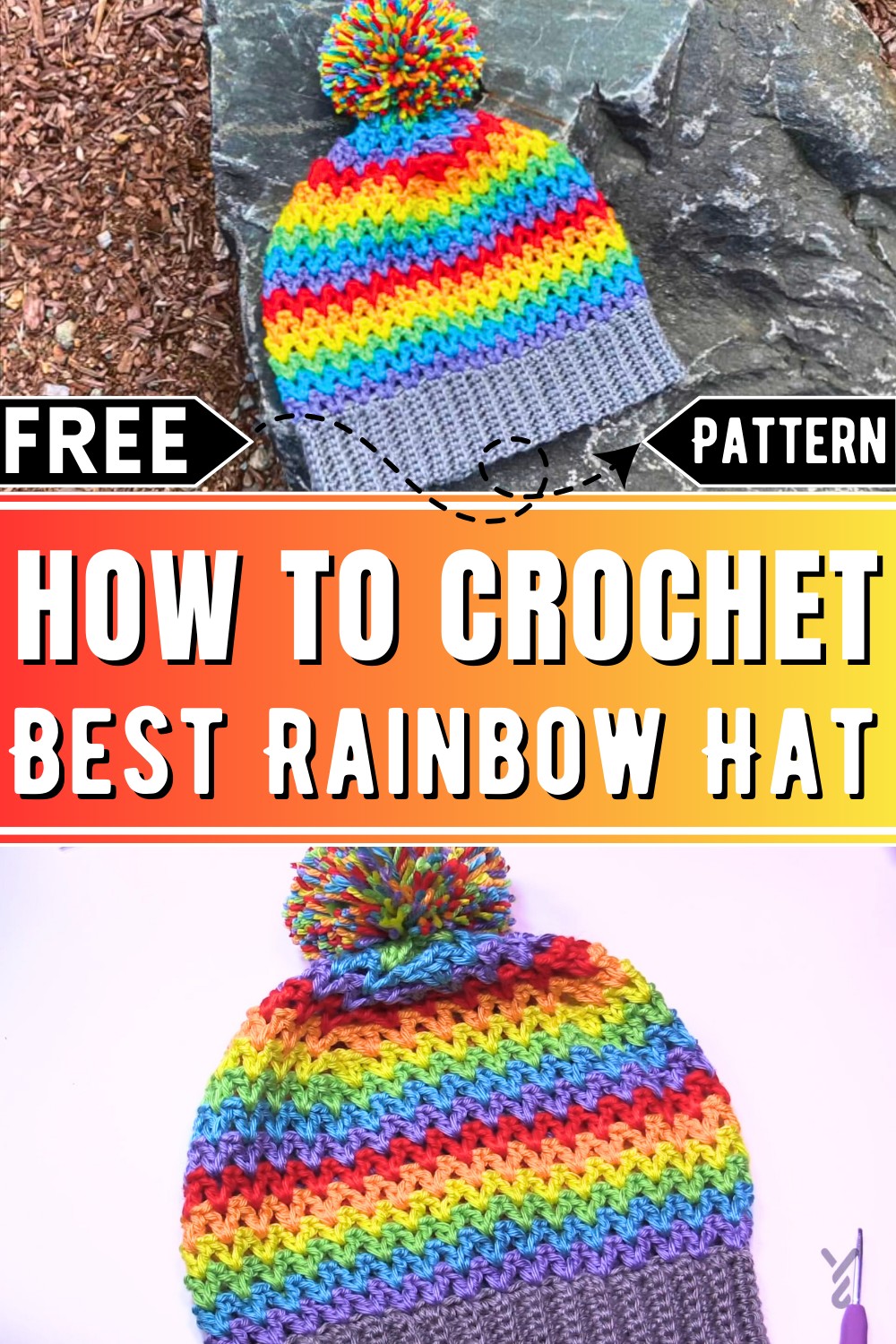 Easy Crochet Rainbow Hat