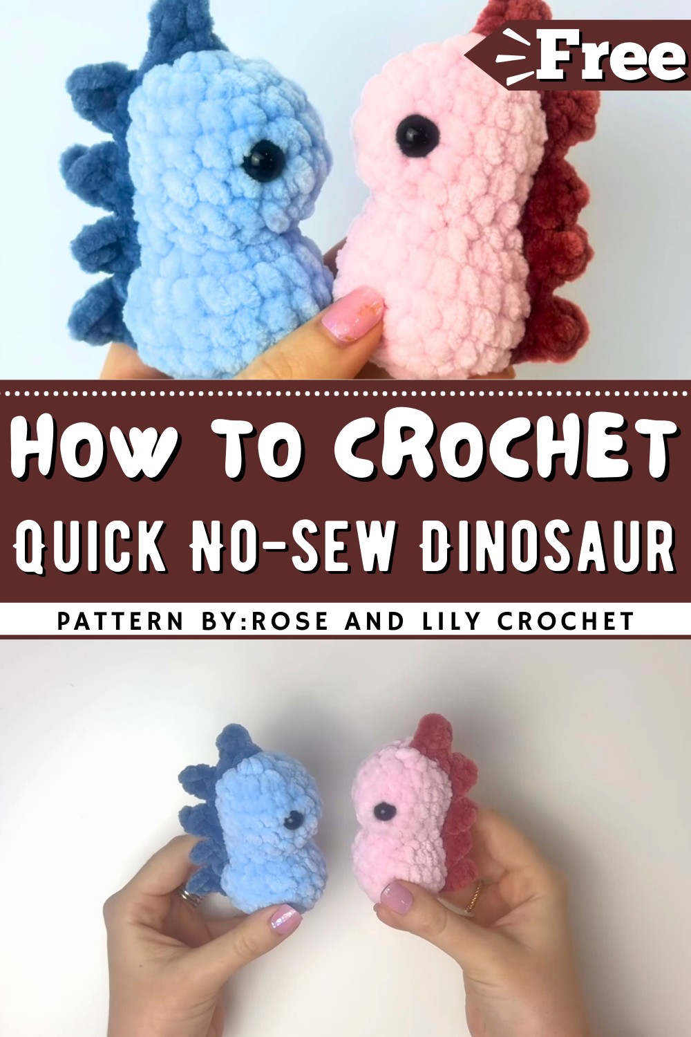 Easy Quick No-sew Crochet Dinosaur