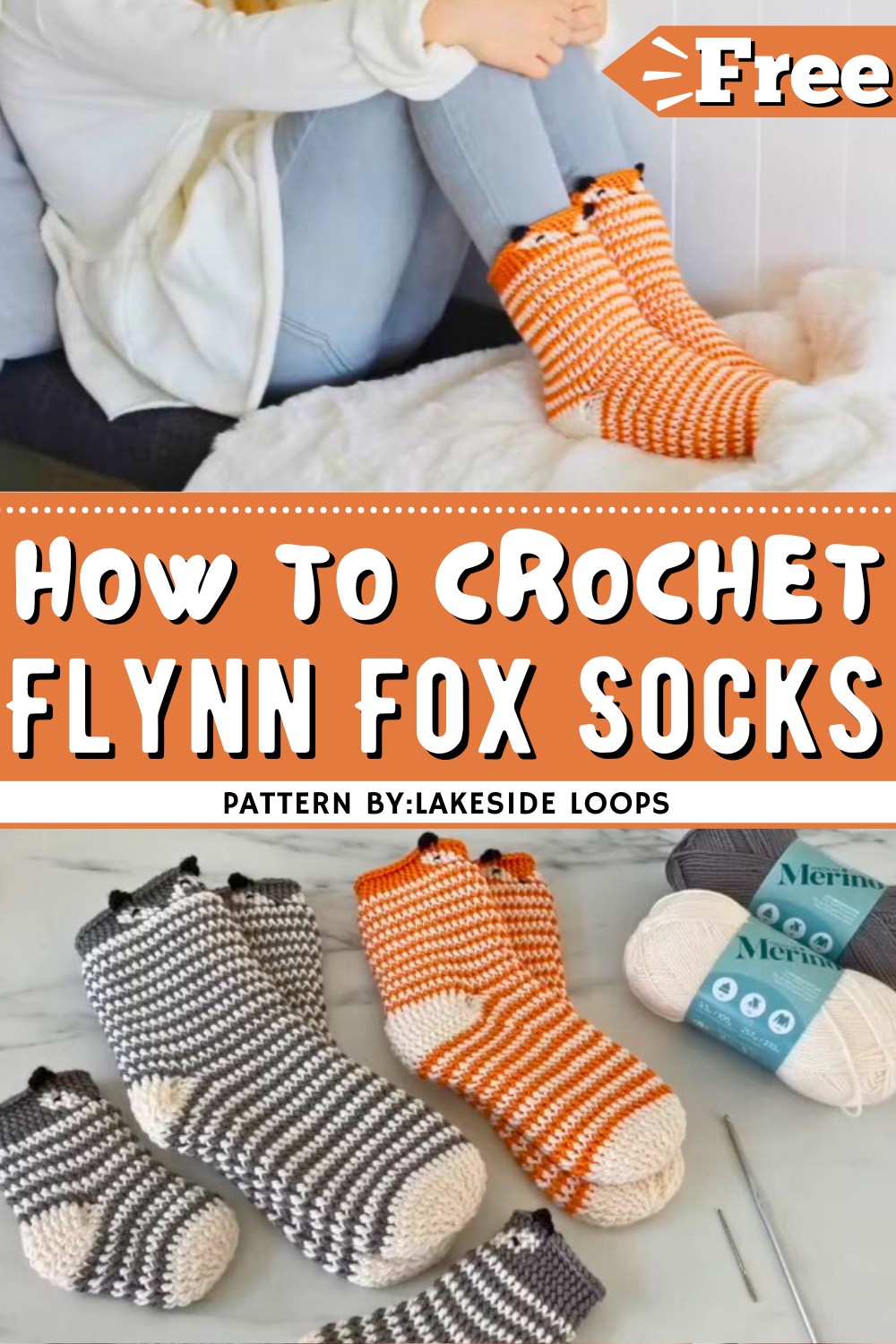 Flynn Fox Socks Free Crochet Pattern