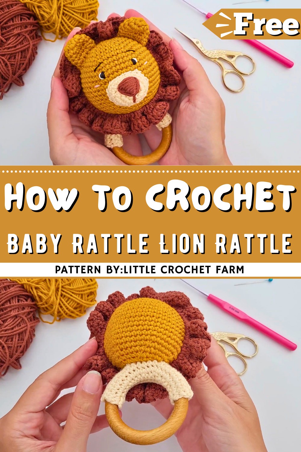 How To Crochet A Baby Rattle Lion Amigurumi Rattle Toy Tutorial