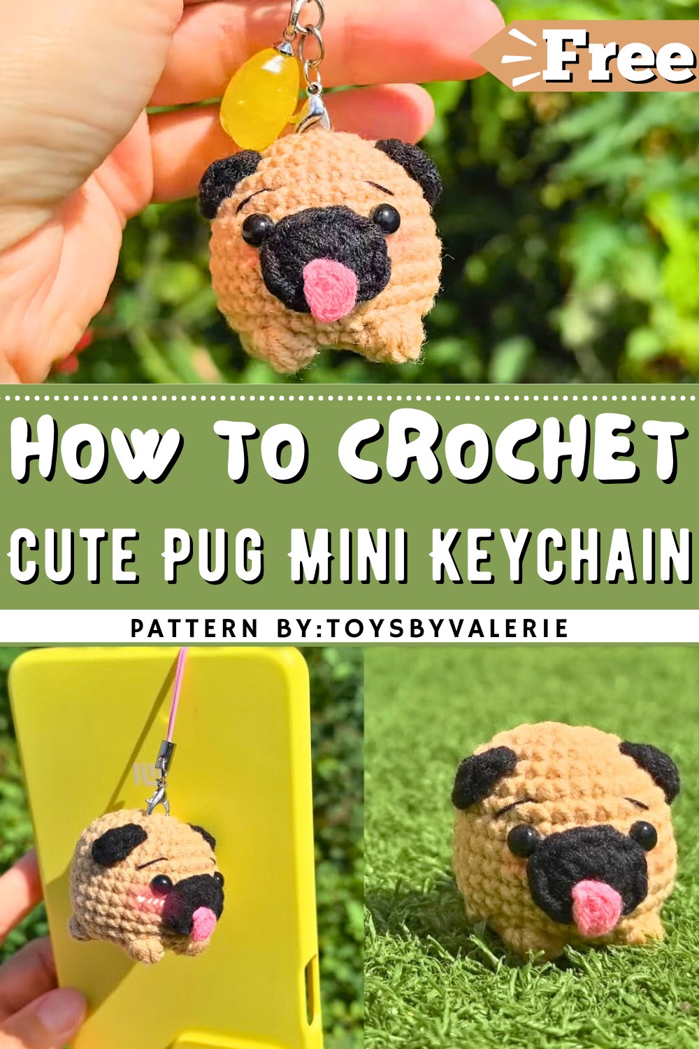 How To Crochet A Cute Pug Mini Keychain