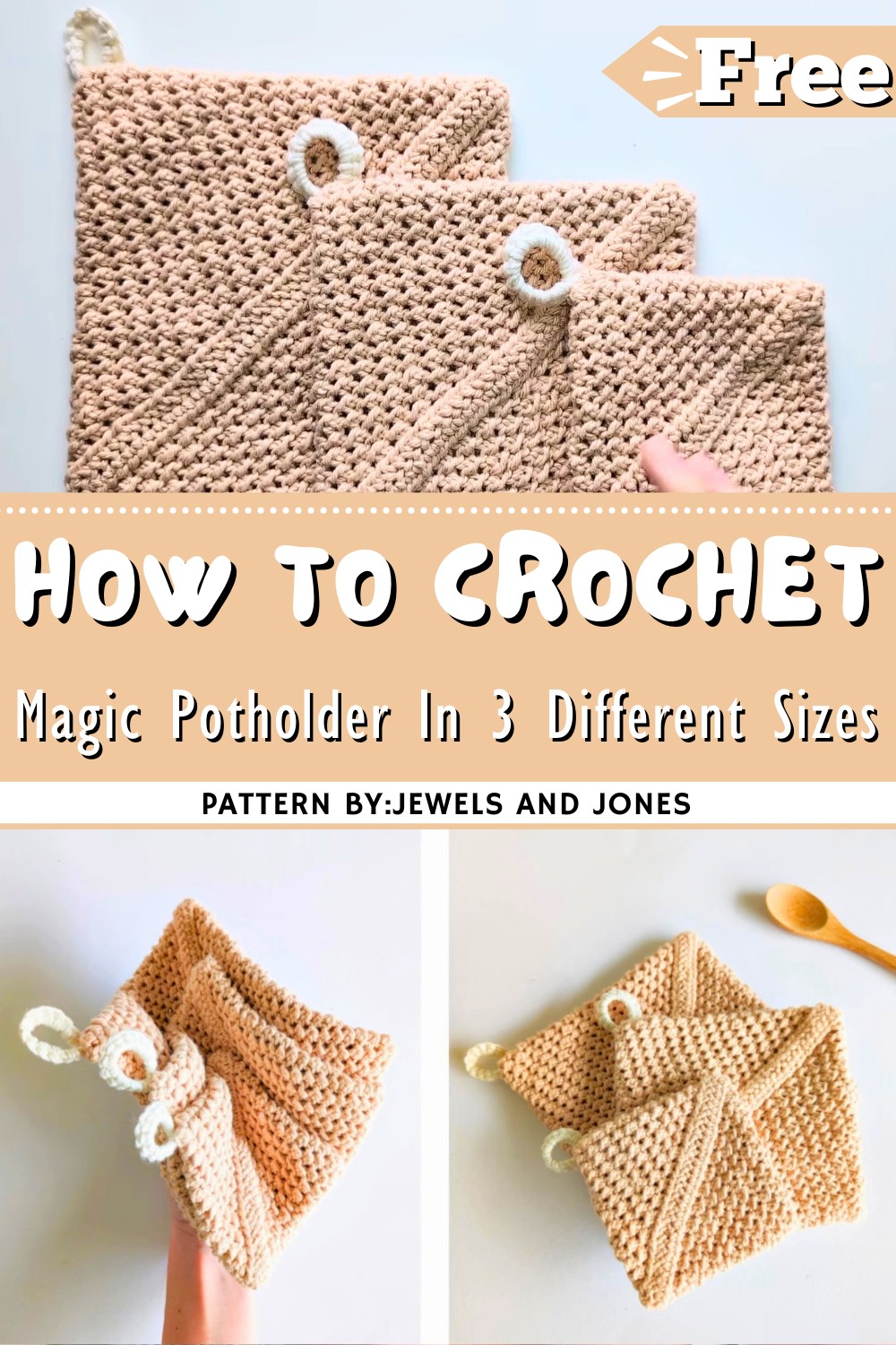 How To Crochet A Magic Potholder In 3 Different Sizes