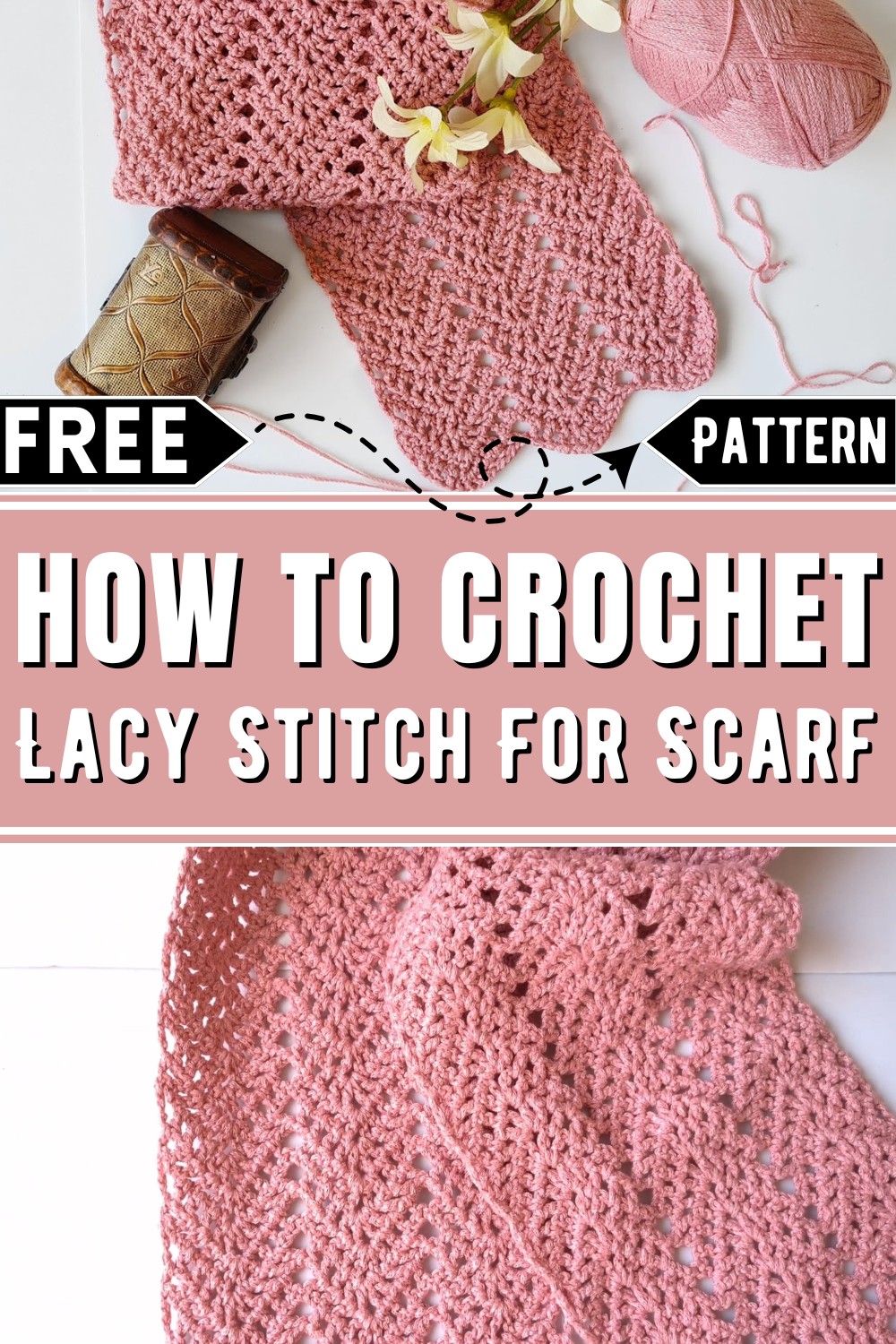 How To Crochet Lacy Stitch For Scarf With Double Crochet