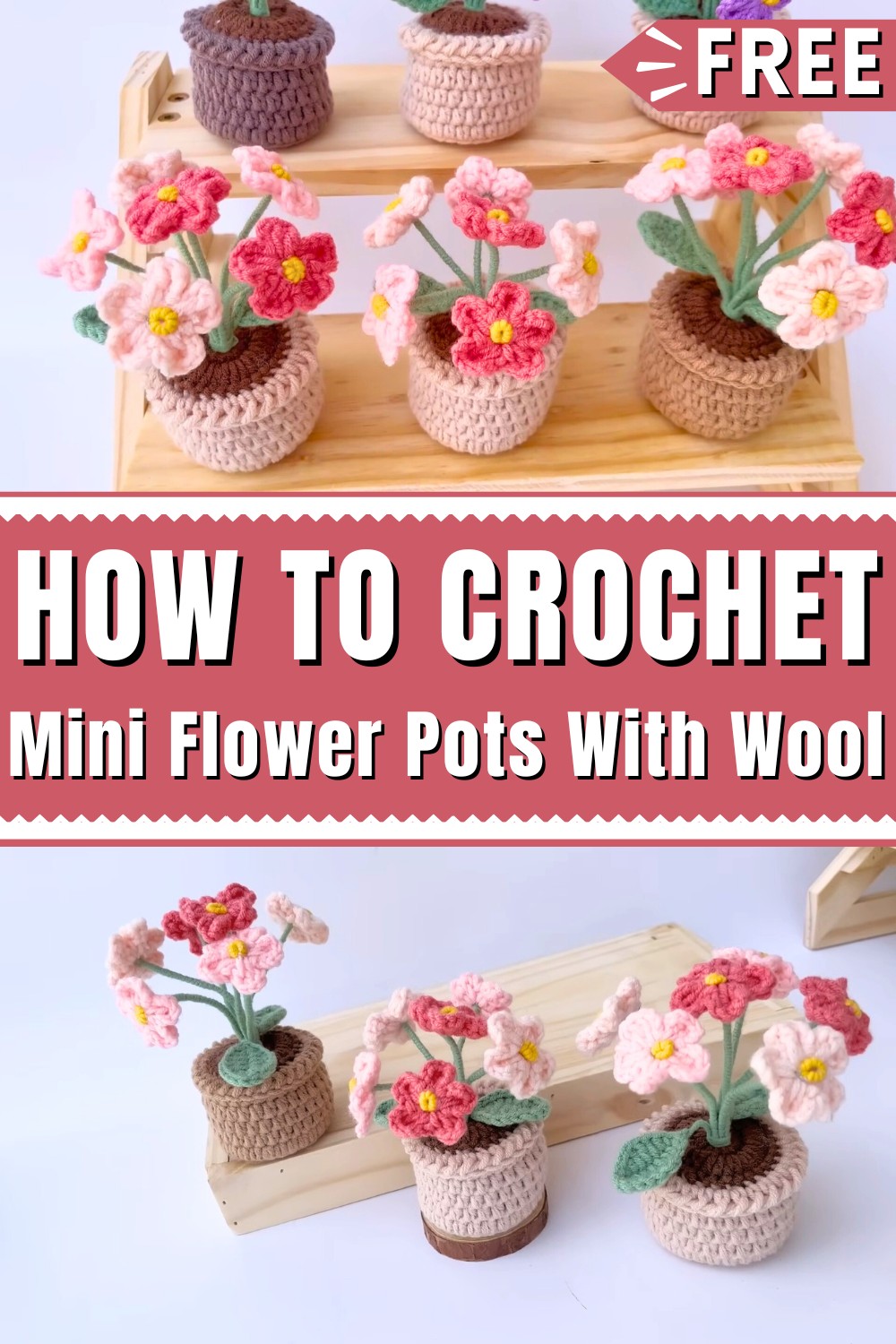 How To Crochet Mini Flower Pots With Wool