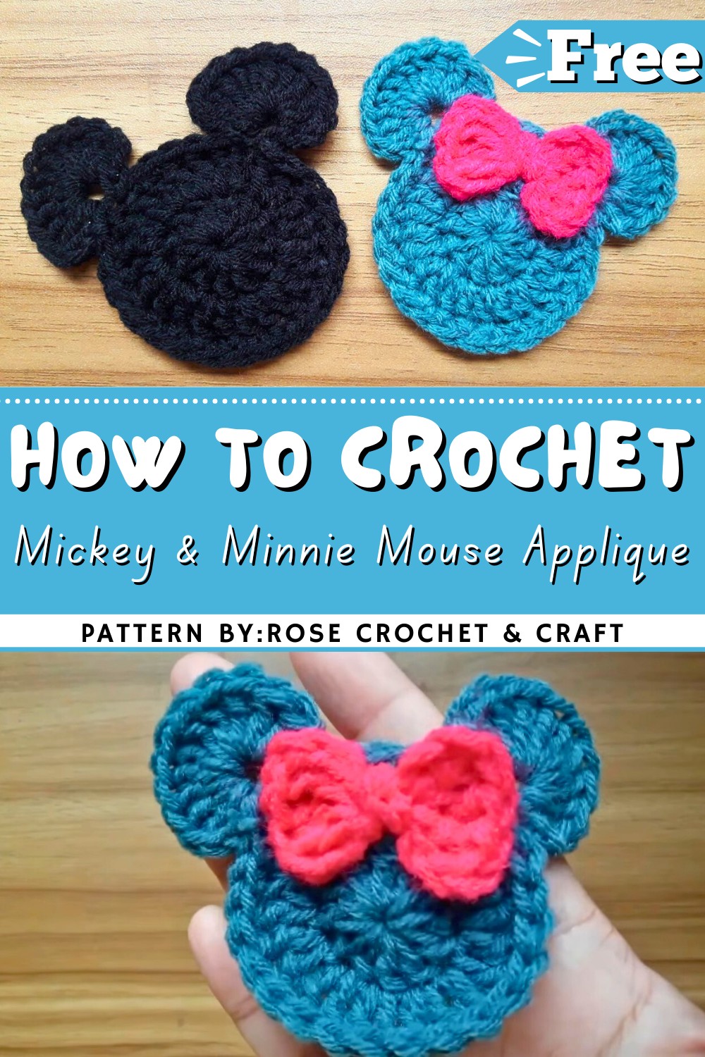 How to Crochet Mickey & Minnie Mouse Applique