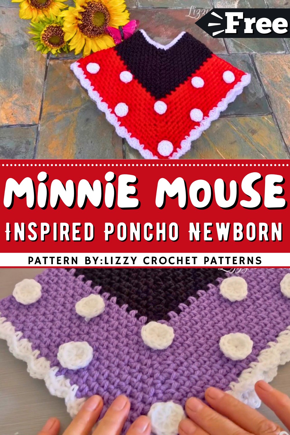 Minnie Mouse Inspired Poncho Newborn