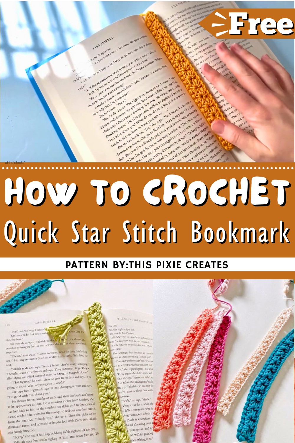 Quick Star Stitch Crochet Bookmark