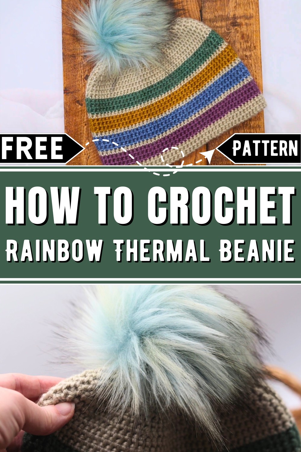 Rainbow Thermal Beanie Crochet Pattern