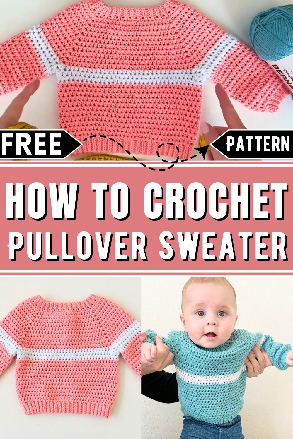 Simple Stripe Crochet Pullover Sweater