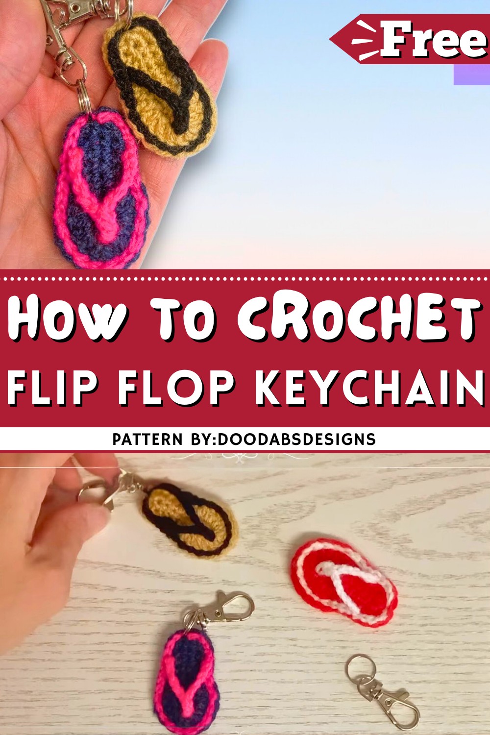 Super Easy Crochet Flip Flop Keychain