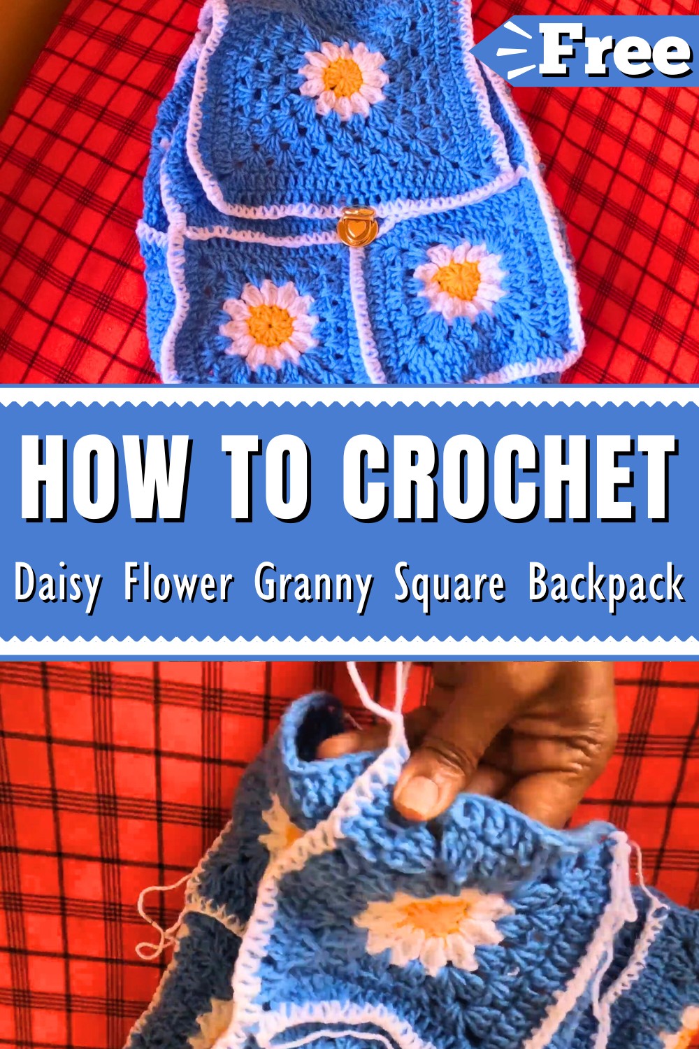 Crochet Daisy Flower Granny Square Backpack