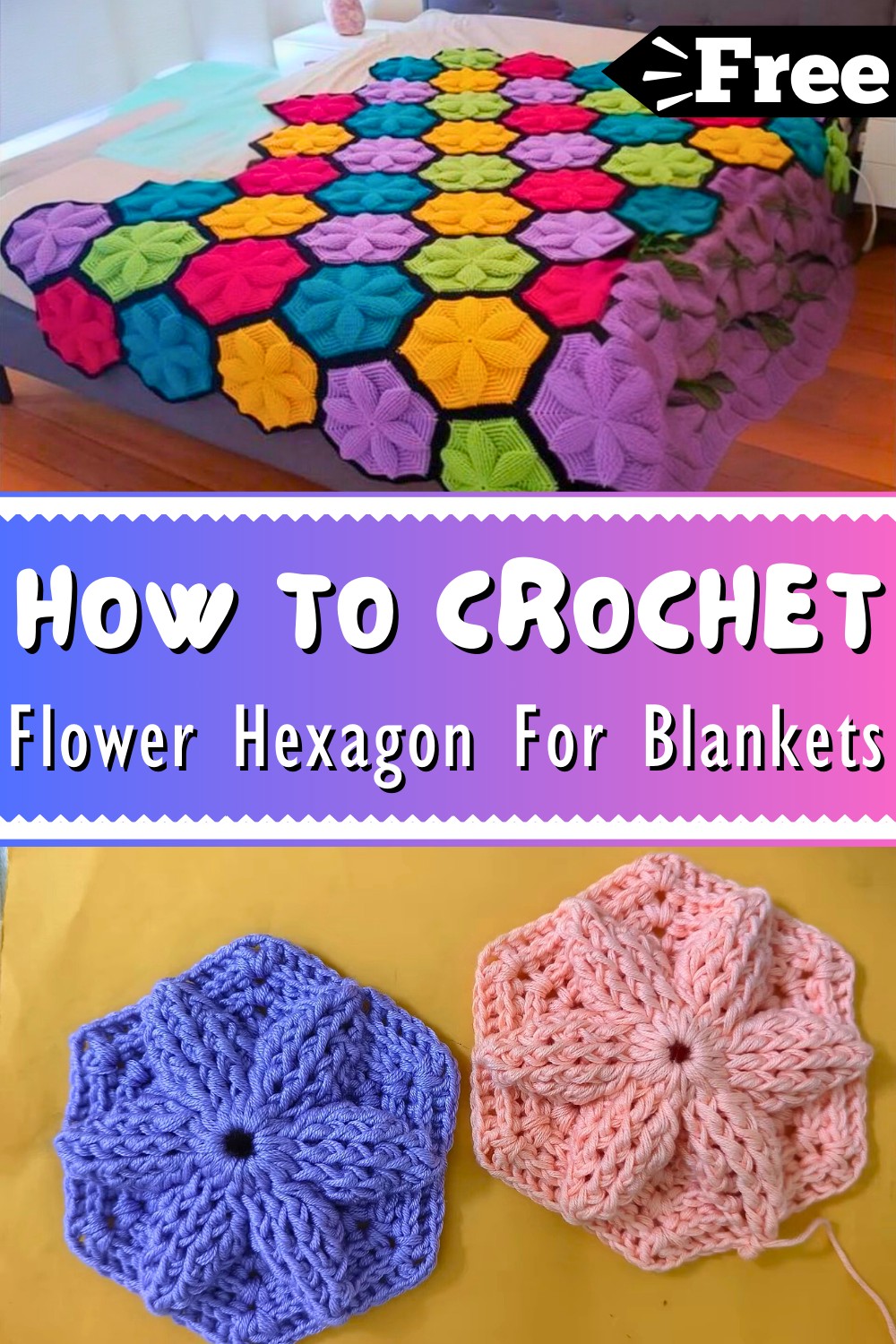 Crochet Flower Hexagon For Blankets